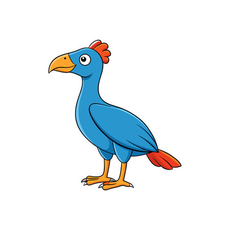 Cartoon bird standing with blue and red plumage illustrationのイラスト素材