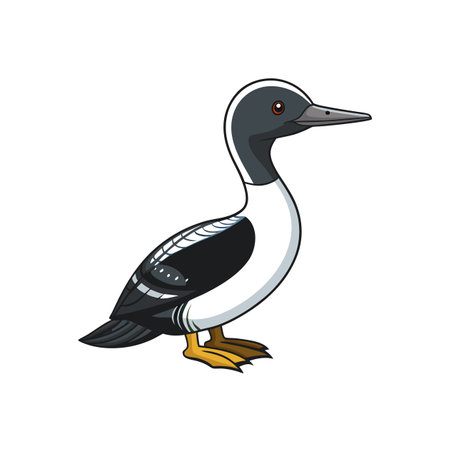 Cartoon loon standing profile isolated on white backgroundのイラスト素材