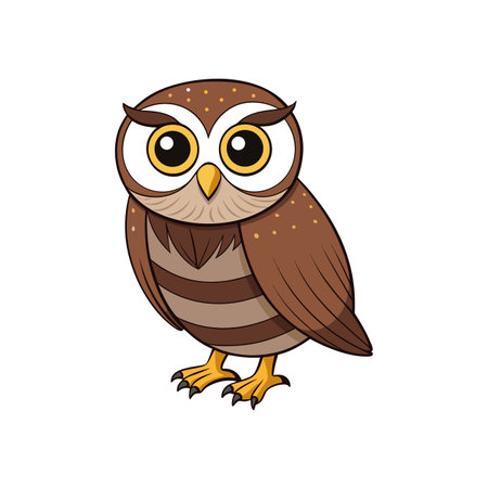 Cartoon owl illustration standing against white backgroundのイラスト素材