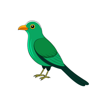 Vibrant green cuckoo bird illustration on white backgroundのイラスト素材