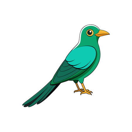 Illustration of a bright green bird standing on its feetのイラスト素材