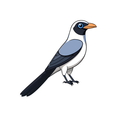 Cartoonish blue bird standing upright with an orange beakのイラスト素材