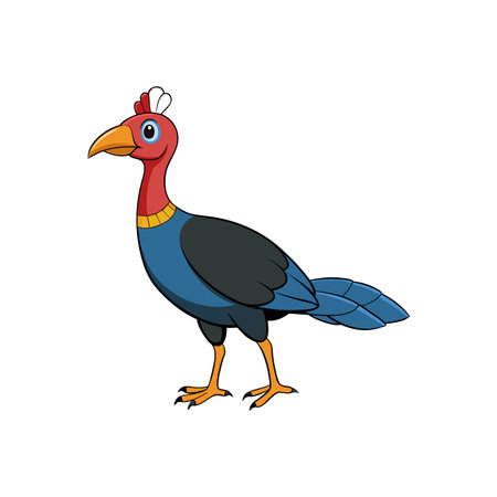 Cartoon illustration of a colorful bird with a long neckのイラスト素材