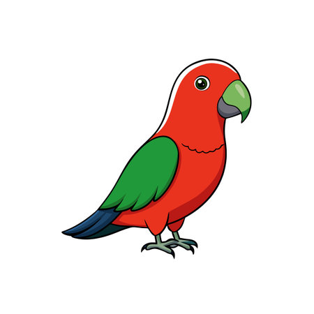 Cartoon Princess Parrot standing against a clean white backgroundのイラスト素材
