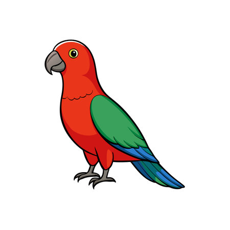 Cartoon parrot illustration featuring red and green plumage designのイラスト素材
