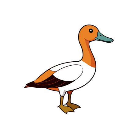 Cute cartoon duck with orange head and blue beakのイラスト素材