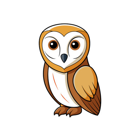 Cute cartoon barn owl vector illustration on white backgroundのイラスト素材