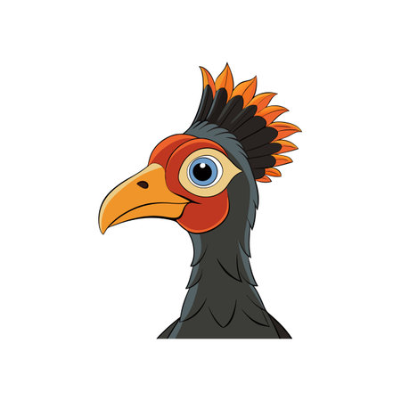 Stylized bird illustration with bright feathers and blue eyeのイラスト素材