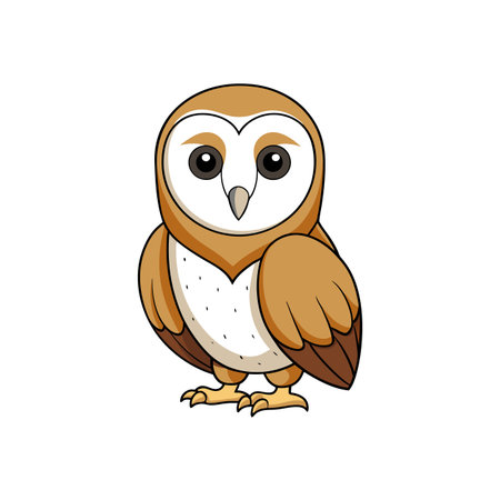 Cartoon barn owl illustration isolated on white backgroundのイラスト素材