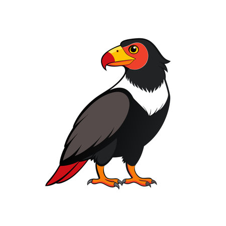 Cartoon vulture illustration with bold colors against white backdropのイラスト素材