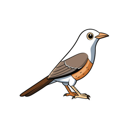 Cartoon Illustration of a Colorful Bird on White Backgroundのイラスト素材
