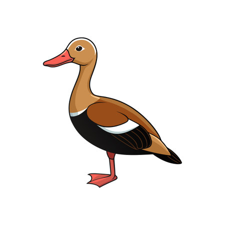 Cartoon whistling duck illustration with detailed line art designのイラスト素材