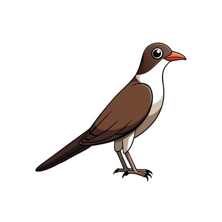 Illustration of a standing bird with brown and white feathersのイラスト素材