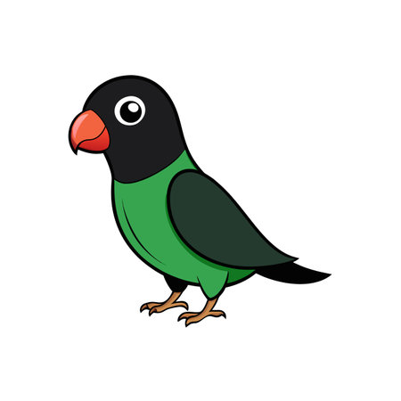 Cute cartoon masked lovebird illustration isolated on white backgroundのイラスト素材