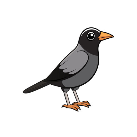 Cartoon crow illustration isolated on a clean white backgroundのイラスト素材