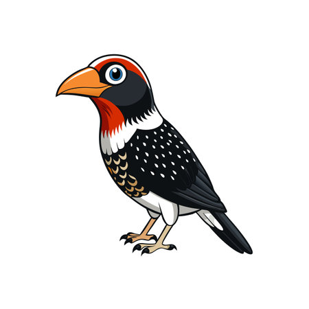 Cartoon isolated bird vector illustration perched on white backgroundのイラスト素材