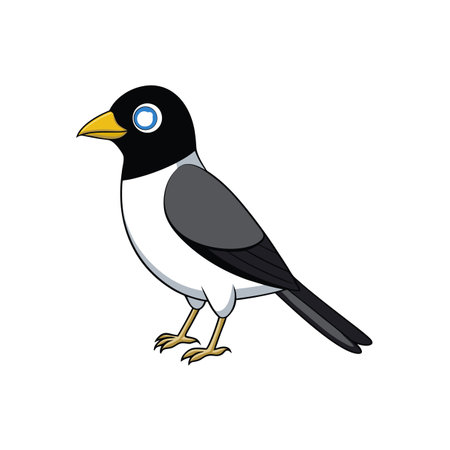 Cute cartoon bird illustration with simple coloring and linesのイラスト素材