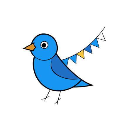 Blue bird with party bunting graphic illustration designのイラスト素材
