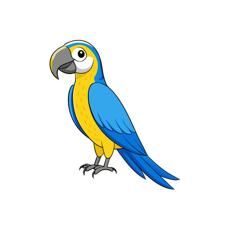 Cartoon Macaw Parrot Standing Isolated on White Backgroundのイラスト素材