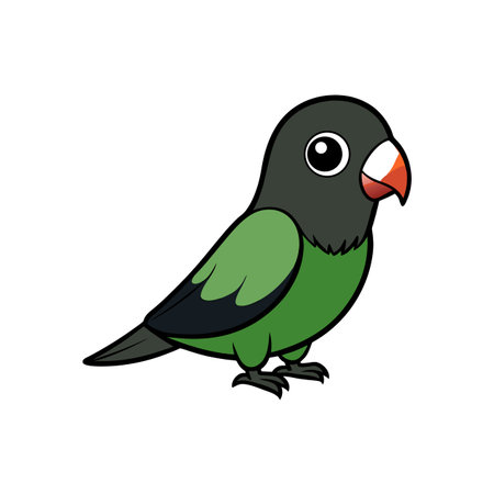 Cute cartoon masked lovebird with simplistic style illustration