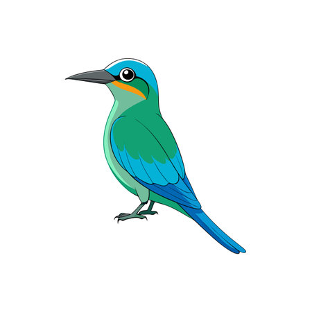 Illustration of a colorful blue bird on white backgroundのイラスト素材