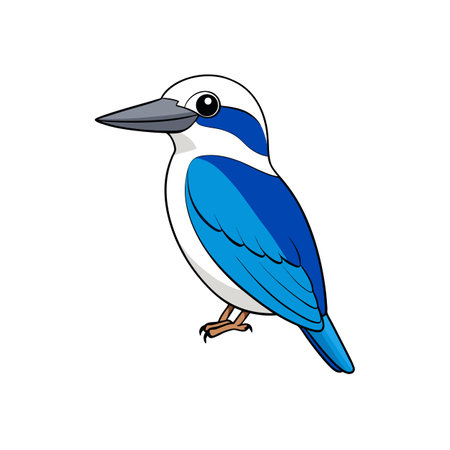 Stylized azure kingfisher illustration with bold outline on whiteのイラスト素材