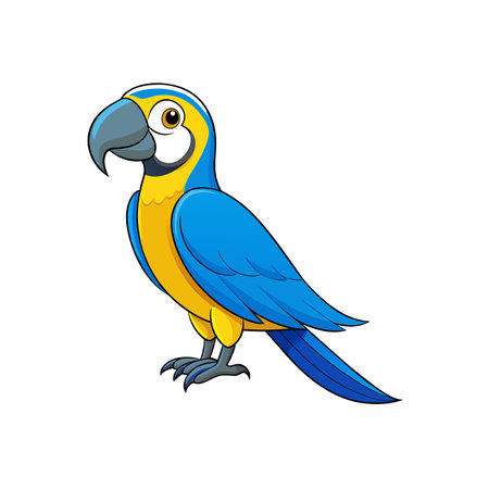 Vibrant cartoon macaw illustration on a clean white backdropのイラスト素材