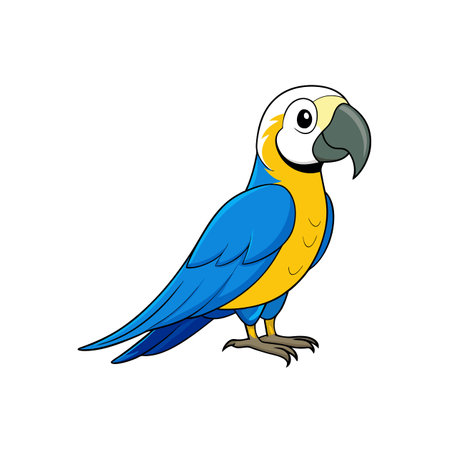 Cartoon Blue and Gold Macaw Parrot Isolated on Whiteのイラスト素材