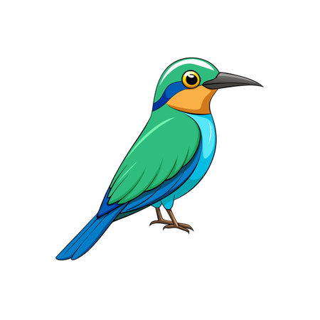 Illustration of a colorful tropical bird with striking plumageのイラスト素材