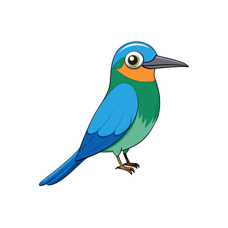 Colorful cartoon bee-eater bird illustration isolated on white backgroundのイラスト素材