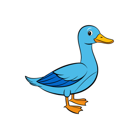 Illustration of cute cartoon duck against a white backgroundのイラスト素材
