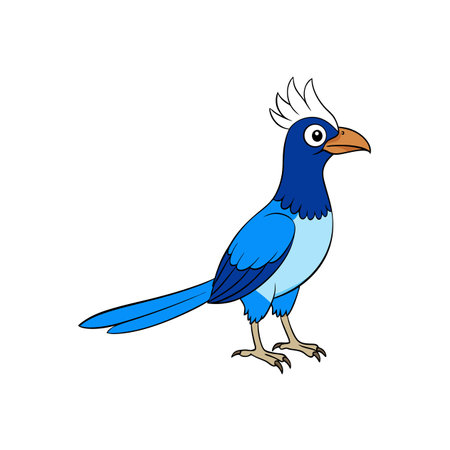 Cartoon Blue Bird Standing Isolated on White Background Imageのイラスト素材