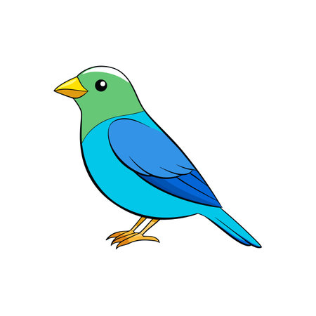 Cartoon bird illustration, colorful plumage, simple design and cheerfulのイラスト素材