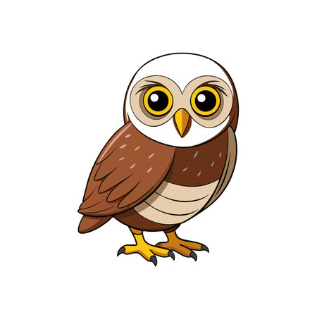 Cartoon owl illustration on a white background for kidsのイラスト素材