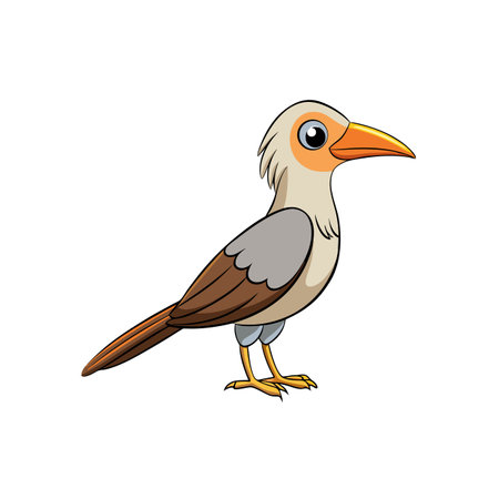 Cartoon bird with long beak isolated on white backgroundのイラスト素材