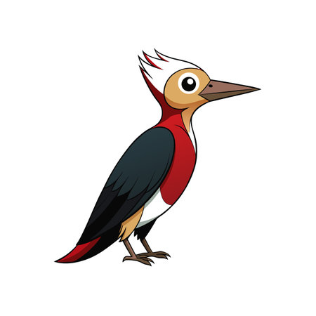 Cartoon Woodpecker illustration with vibrant colors on white backgroundのイラスト素材