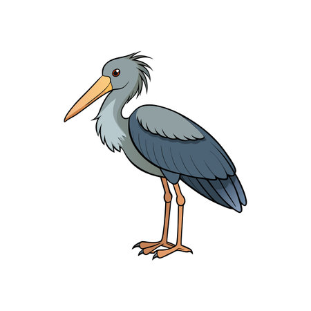 Cartoon heron stands against a white background for stockのイラスト素材
