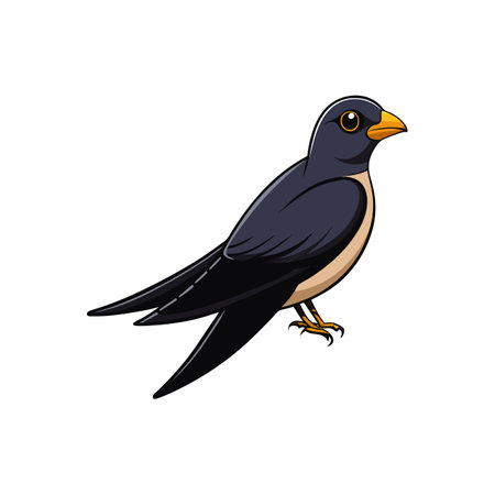 Cartoon illustration of a barn swallow against white backgroundのイラスト素材