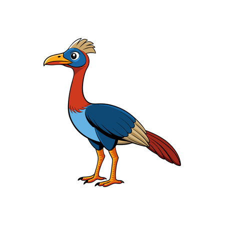 Cartoon drawing of a colorful bird on white backgroundのイラスト素材