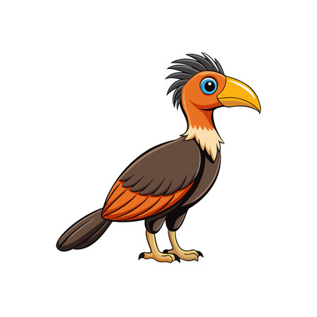 Cartoon Bird Illustration with Vibrant Color Palette and Detailのイラスト素材