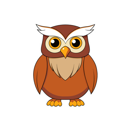 Cute cartoon owl illustration with brown and tan colorsのイラスト素材