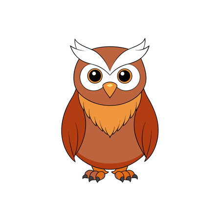 Cartoon Owl Illustration Standing Isolated on White Background Stockのイラスト素材