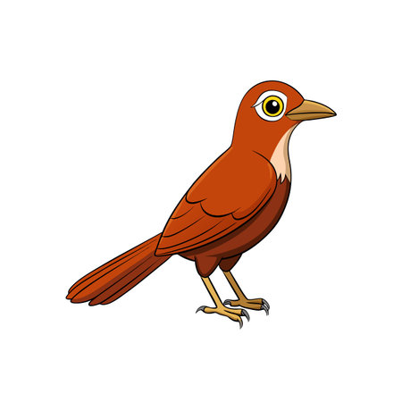 Cartoon bird perched on white background, isolated illustrationのイラスト素材