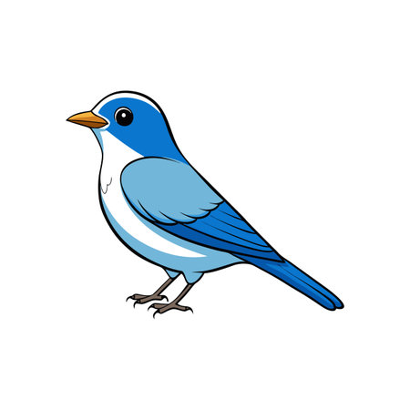 Cartoon bluebird vector illustration standing isolated on white backgroundのイラスト素材