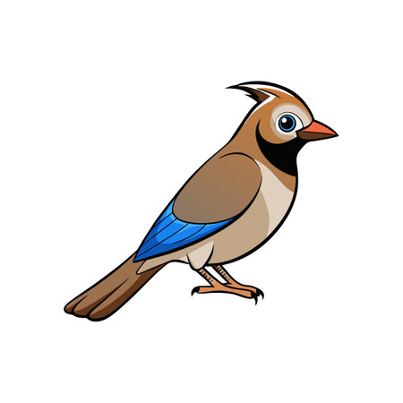 Cartoon illustration of a colorful Eurasian jay birdのイラスト素材