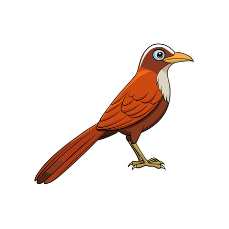 Cartoon illustration of a vibrant brown bird in profileのイラスト素材