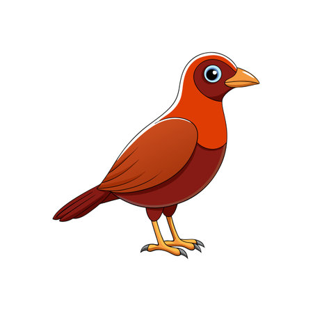 Cartoon bird illustration with red plumage and light blue eyesのイラスト素材