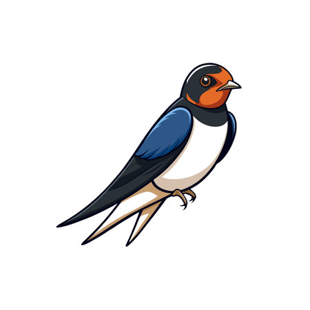 Artistic depiction of a colorful swallow bird illustrationのイラスト素材