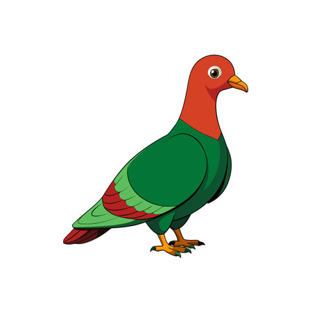 Cartoon Nicobar Pigeon isolated on white background stock imageのイラスト素材