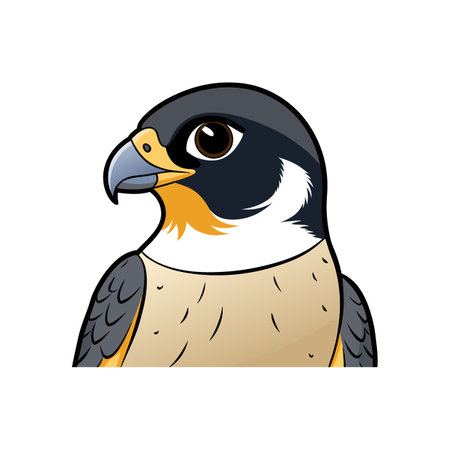 Cartoon falcon portrait illustration with bold outlines and colorsのイラスト素材